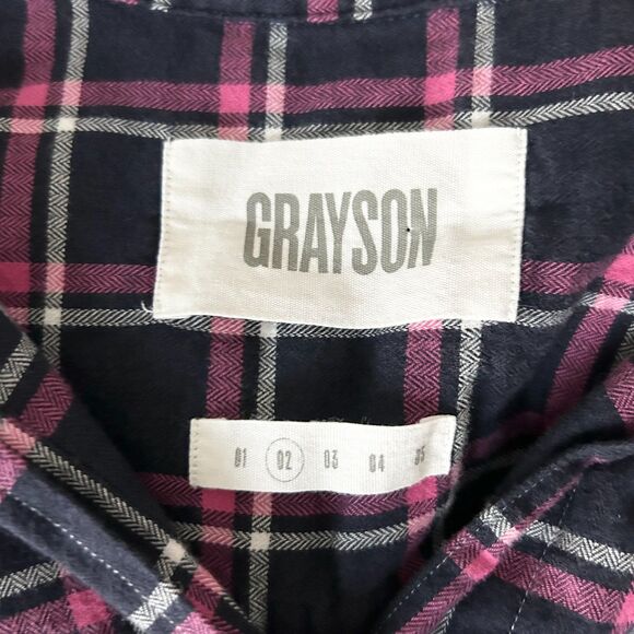 Grayson by Frank & Eileen The Hero Button Down Shirt Navy Pink Plaid Sz 2-Small - Picture 3 of 4